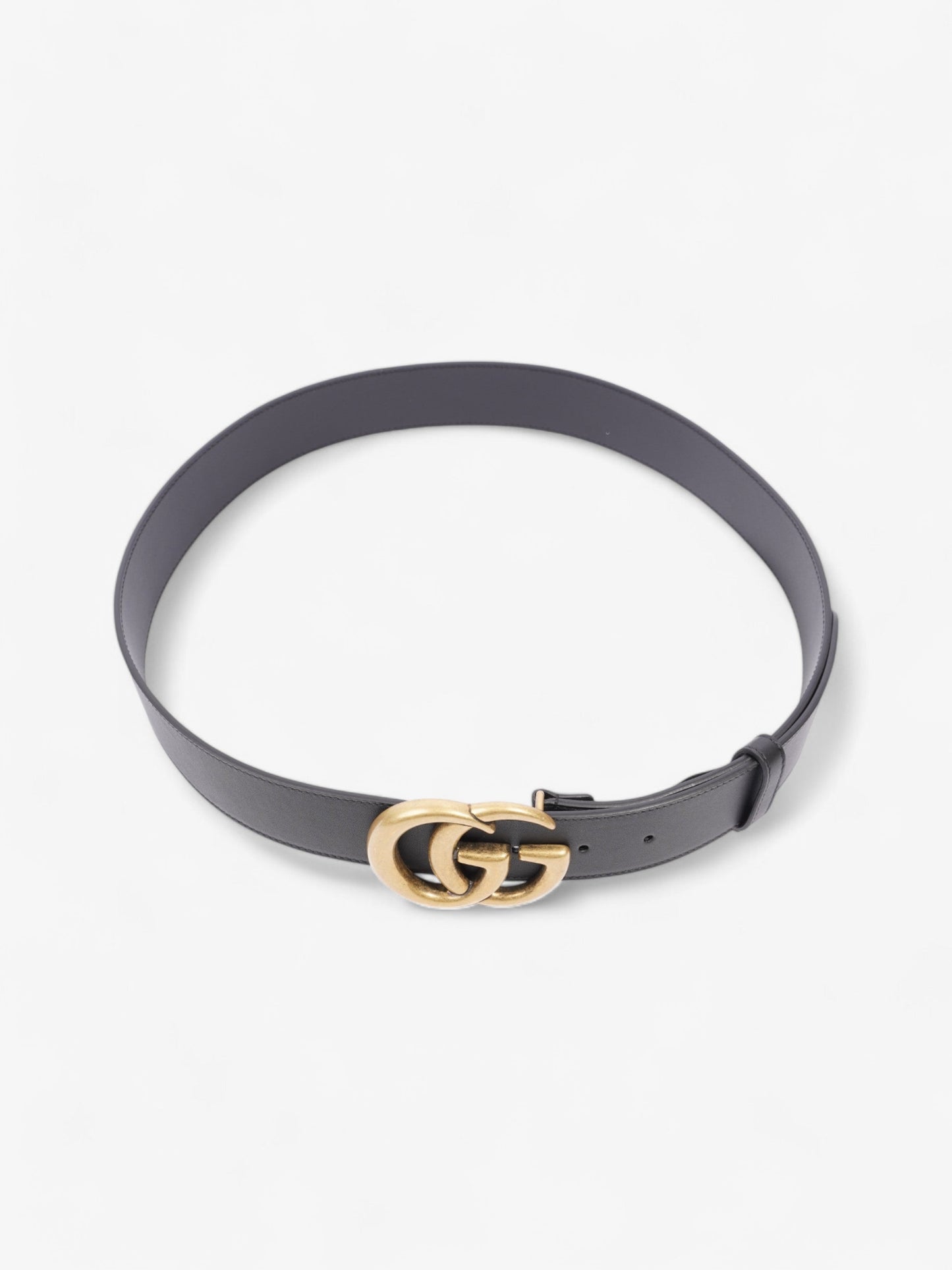 Gucci GG Marmont Wide Belt Black / Gold Leather 95cm / 38"