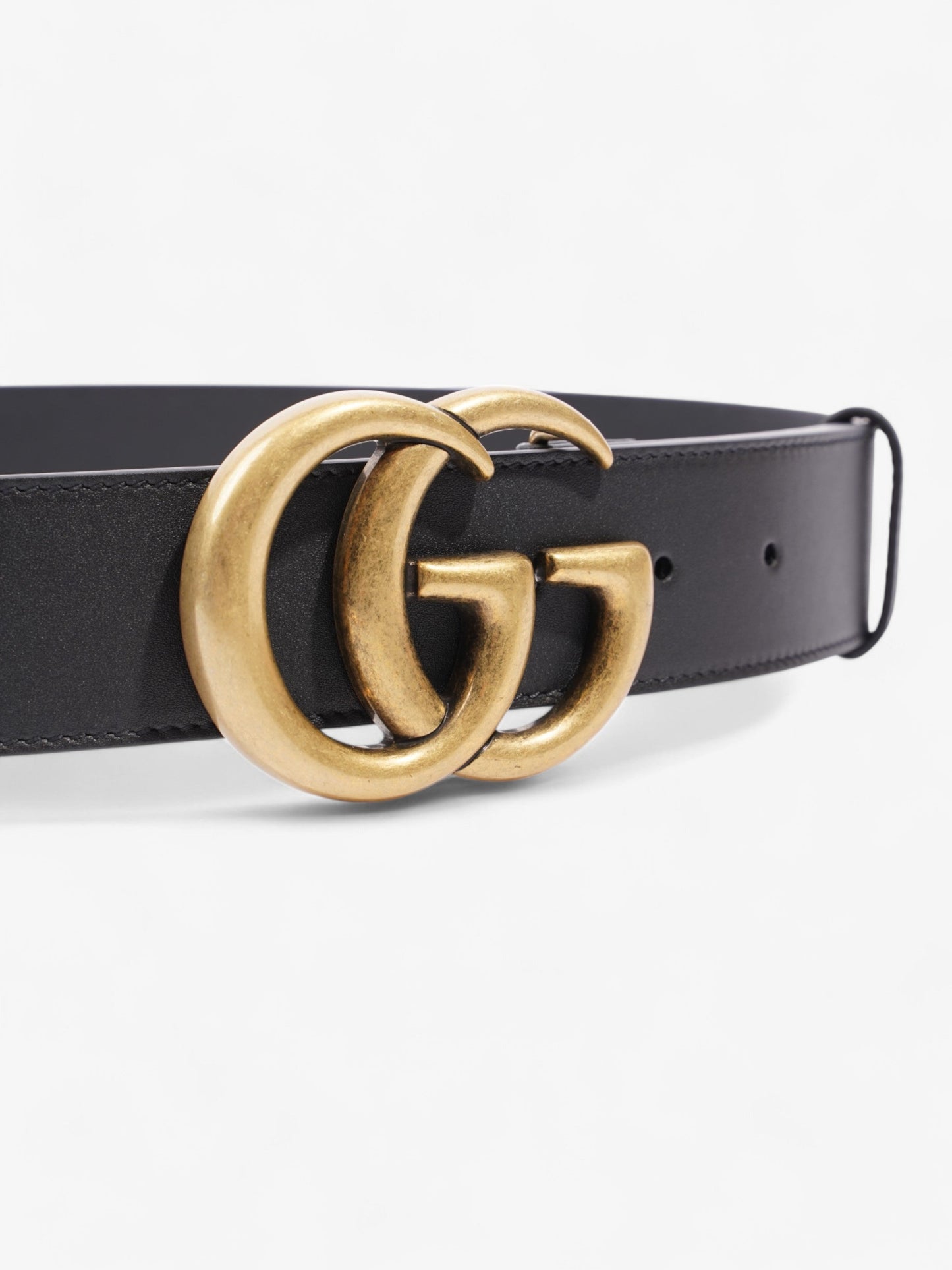 Gucci GG Marmont Wide Belt Black / Gold Leather 95cm / 38"