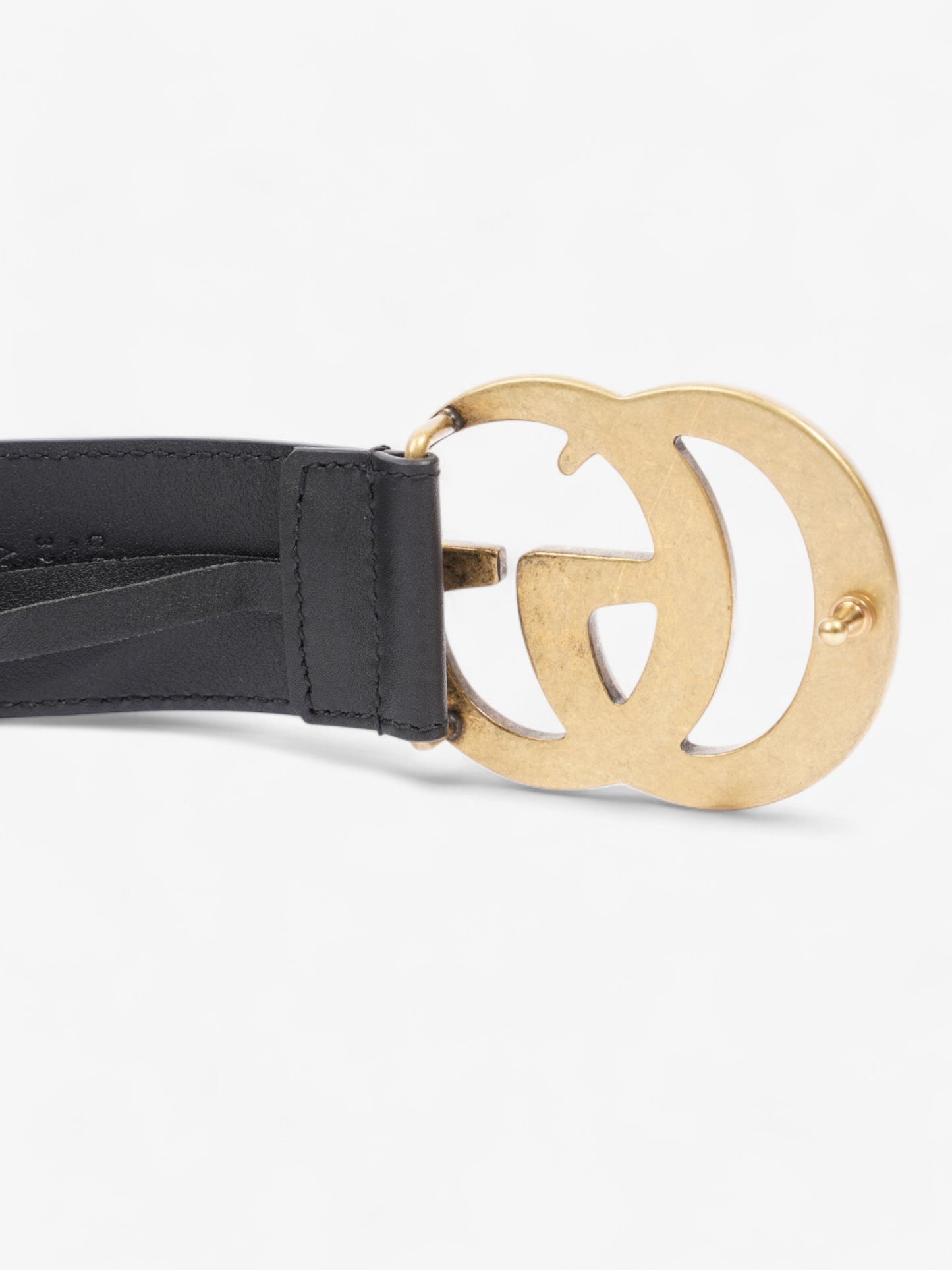 Gucci GG Marmont Wide Belt Black / Gold Leather 95cm / 38"