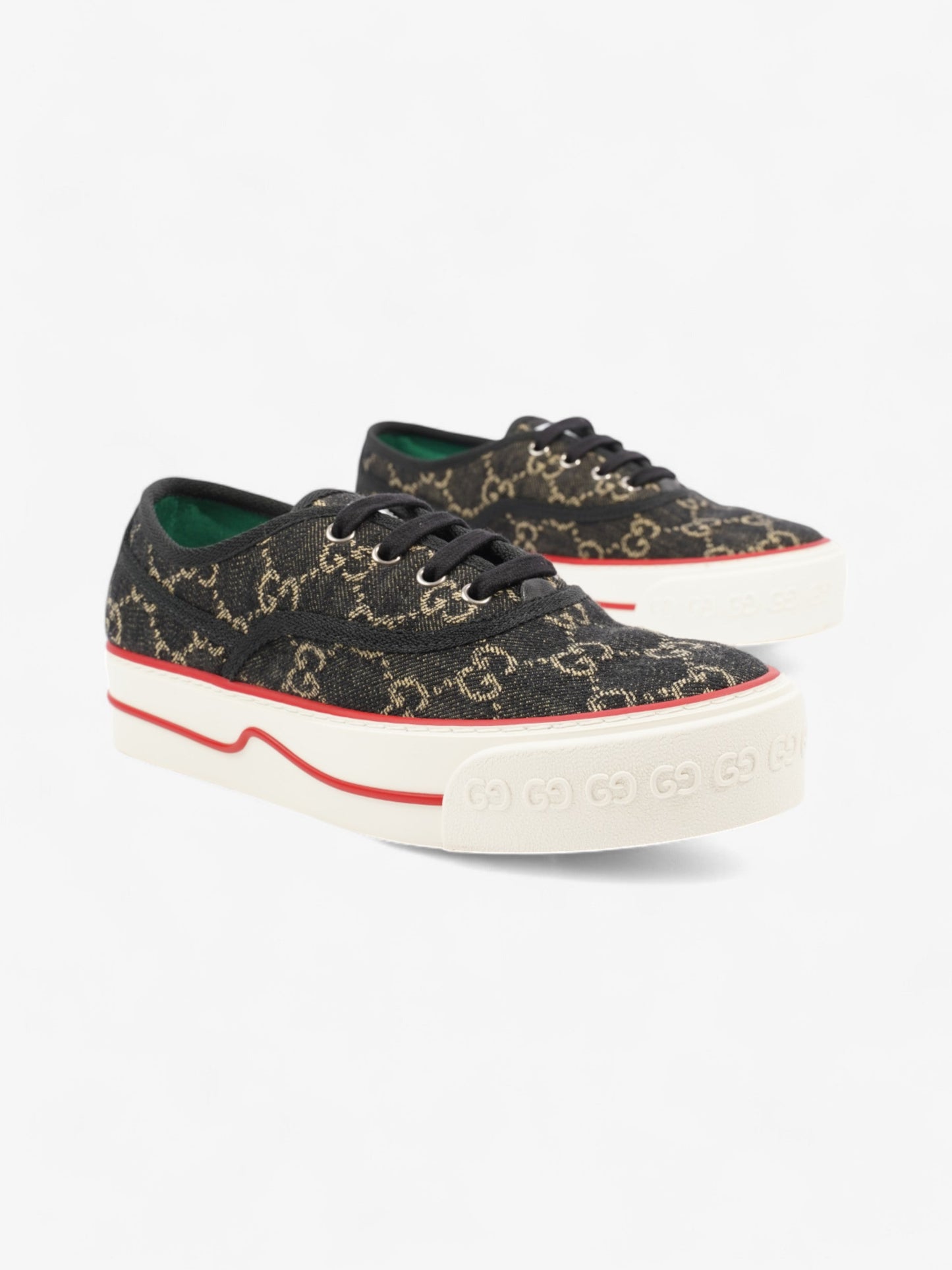 Gucci Tennis 1977 Black / Beige  / Red Canvas EU 37.5 UK 4.5