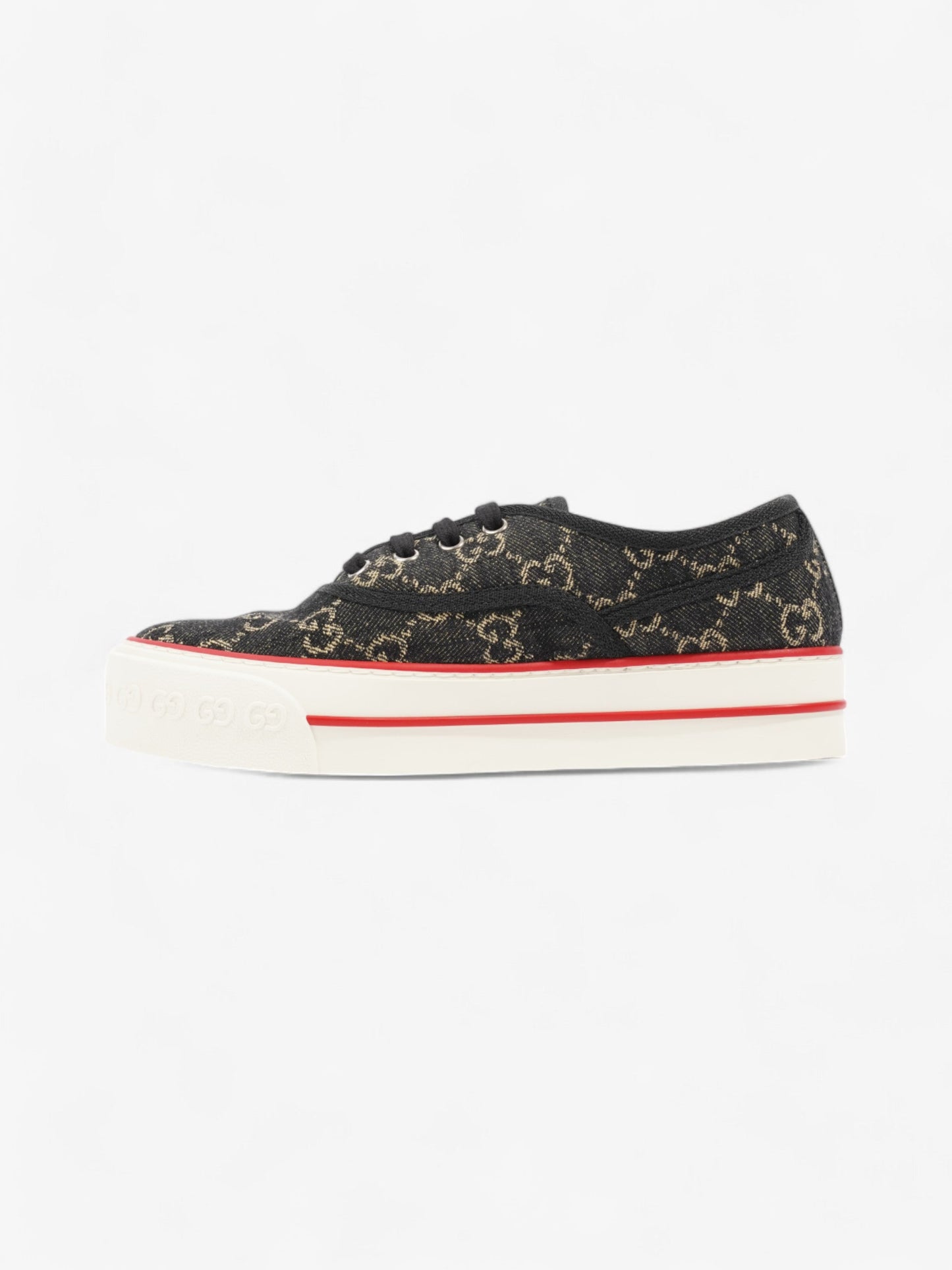 Gucci Tennis 1977 Black / Beige  / Red Canvas EU 37.5 UK 4.5