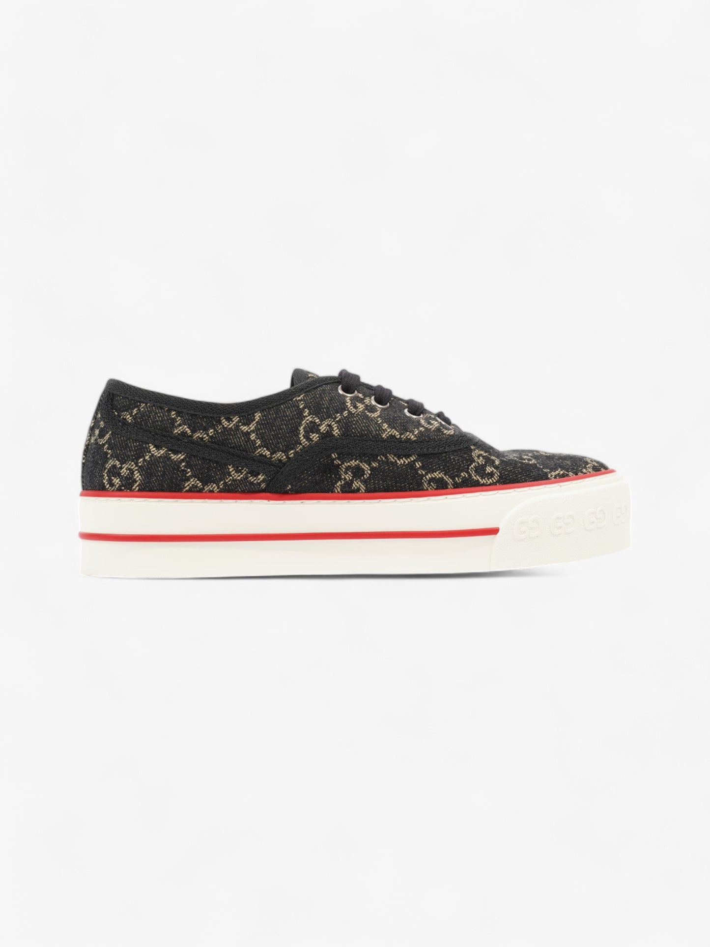 Gucci Tennis 1977 Black / Beige  / Red Canvas EU 37.5 UK 4.5