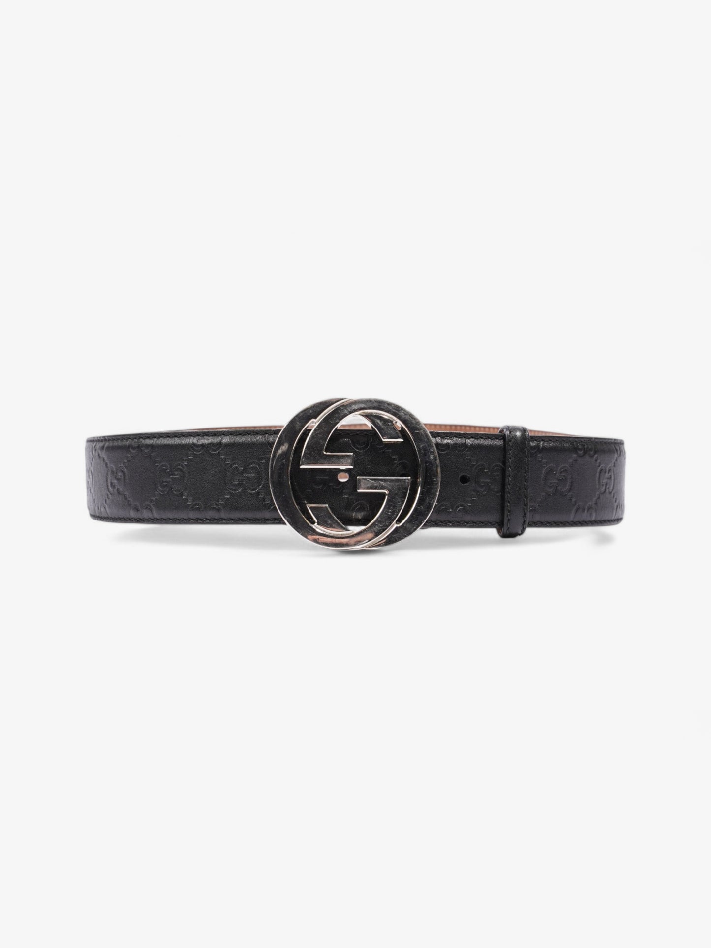 Gucci Interlocking G Belt Black / Silver Leather 90cm / 36"