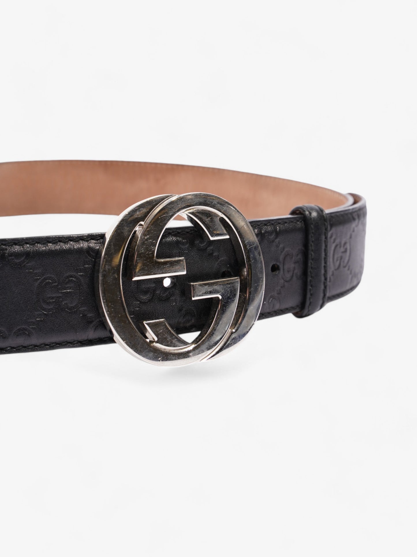 Gucci Interlocking G Belt Black / Silver Leather 90cm / 36"