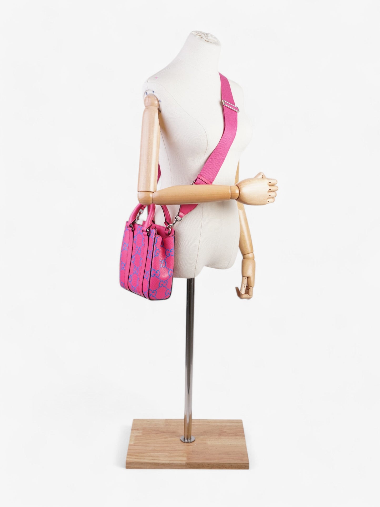 Gucci Gucci Mini Tote, GG logo Embossed Pink / Blue Leather