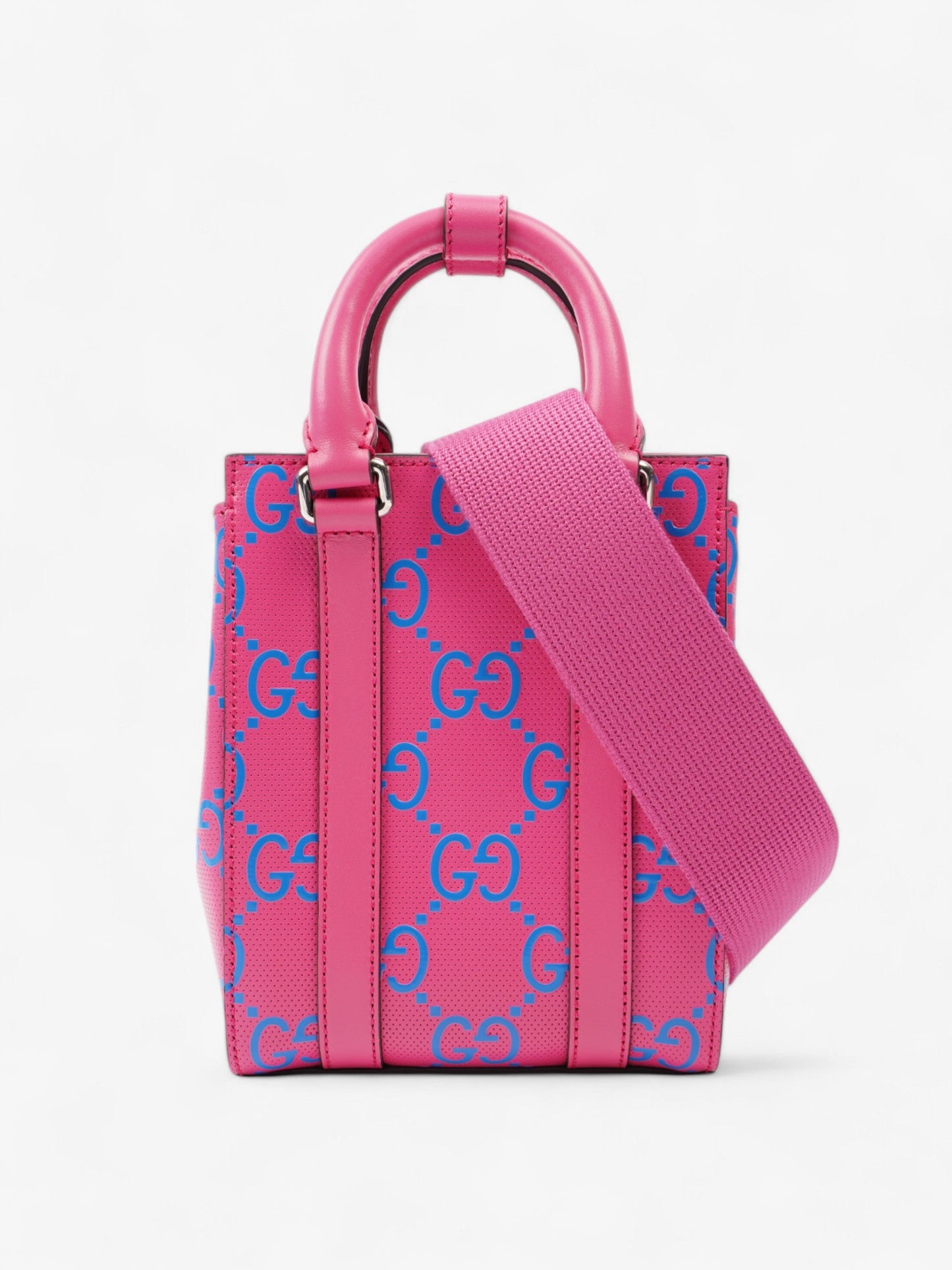 Gucci Gucci Mini Tote, GG logo Embossed Pink / Blue Leather