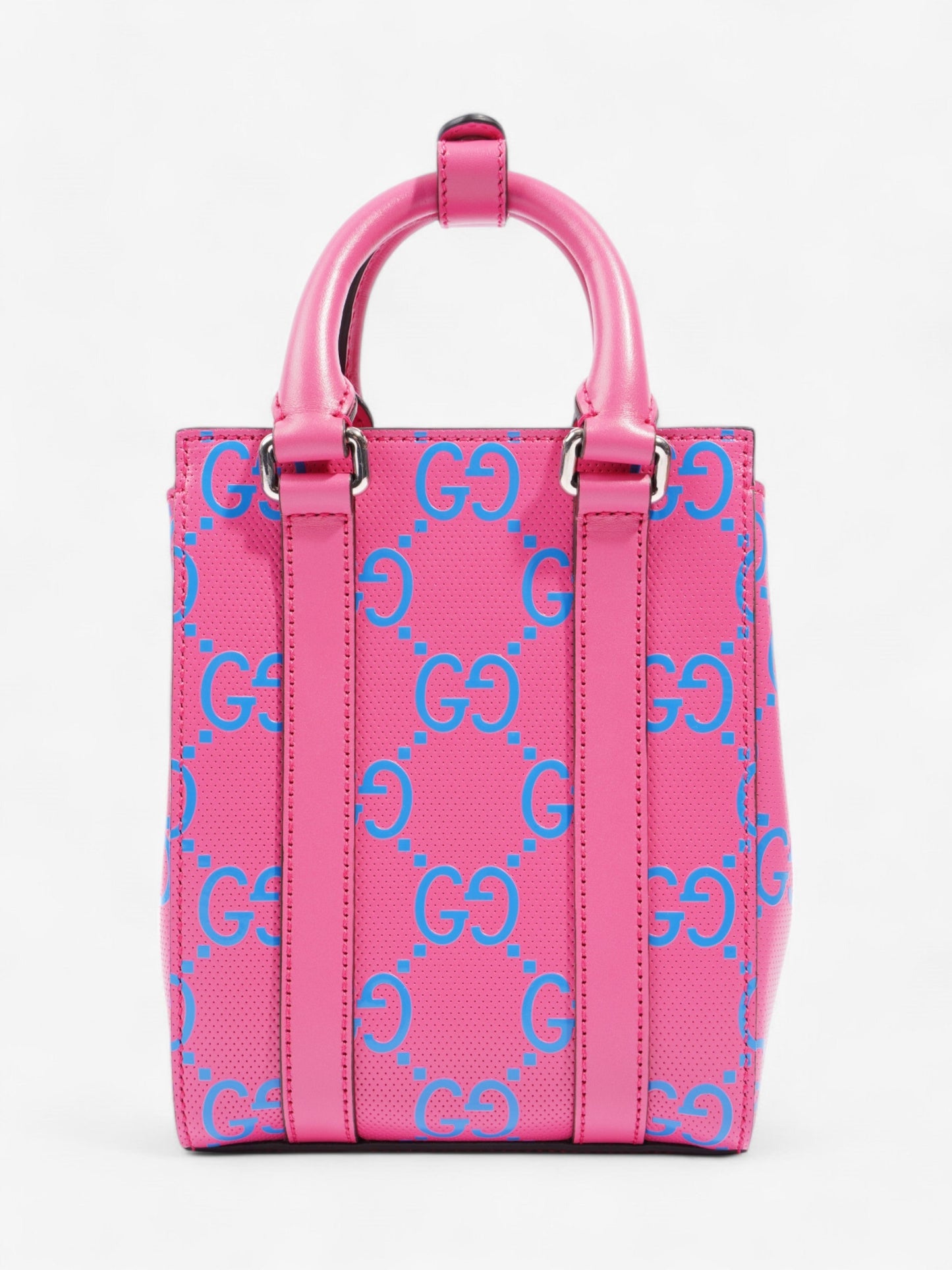 Gucci Gucci Mini Tote, GG logo Embossed Pink / Blue Leather