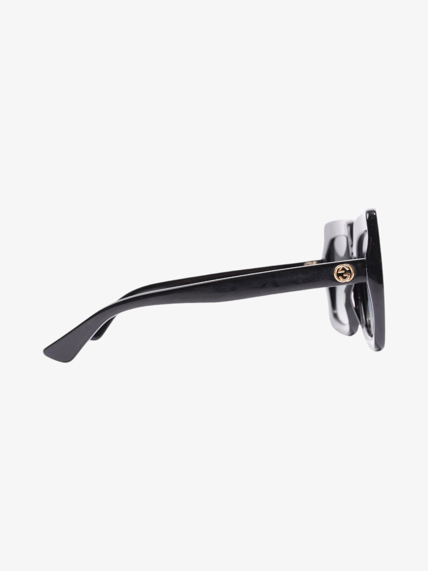 Gucci Oversized Square Sunglasses Black / Gold Acetate 145mm