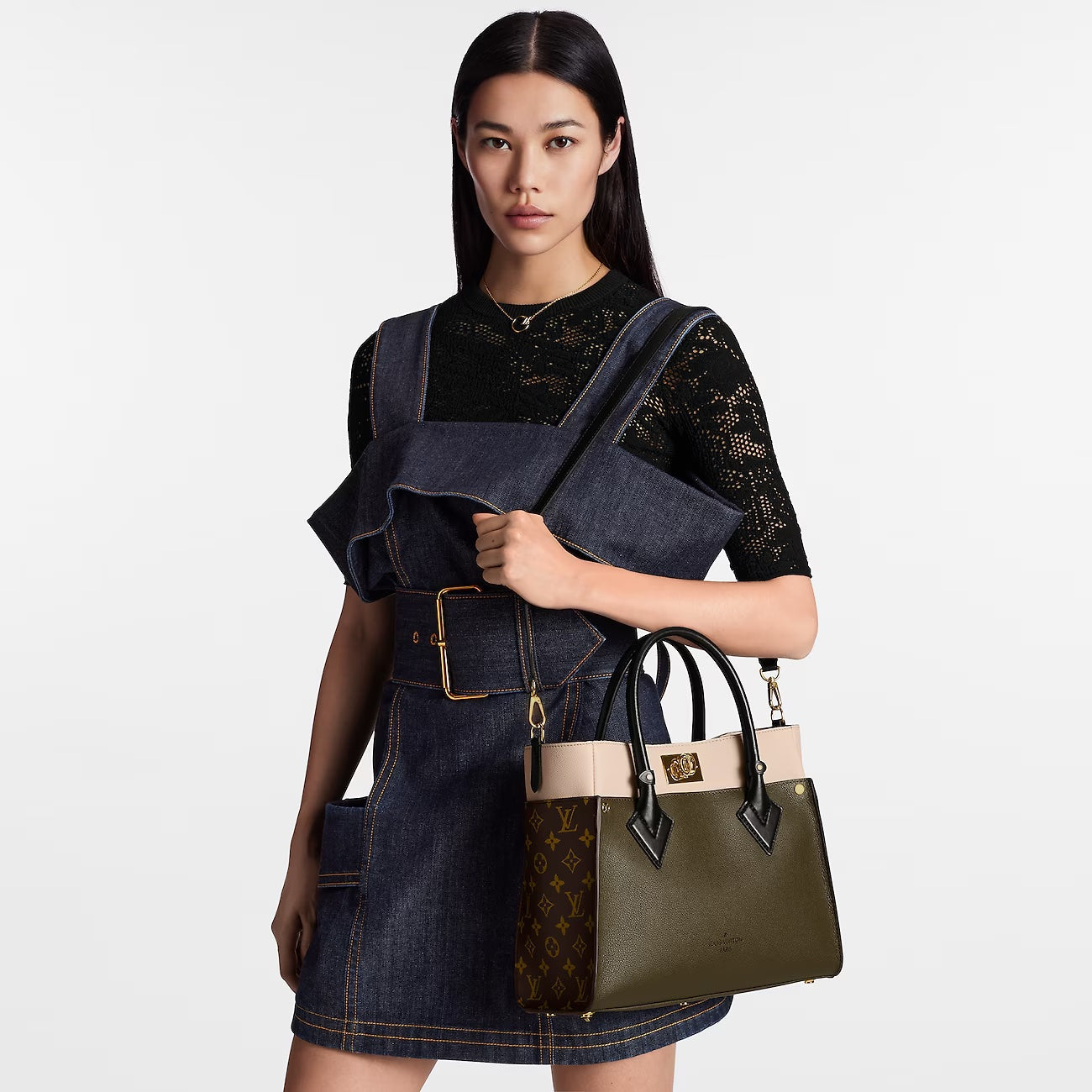 LOUIS VUITTON CALFSKIN MONOGRAM ON MY SIDE MM TOTE BAG