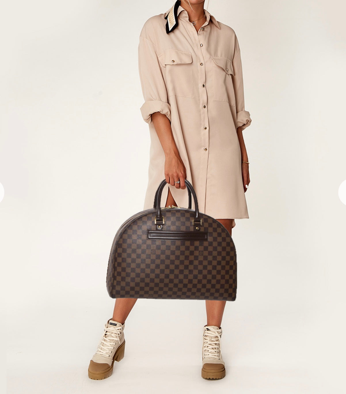 LOUIS VUITTON DAMIER EBENE NOLITA HEURES 24 BOSTON BAG