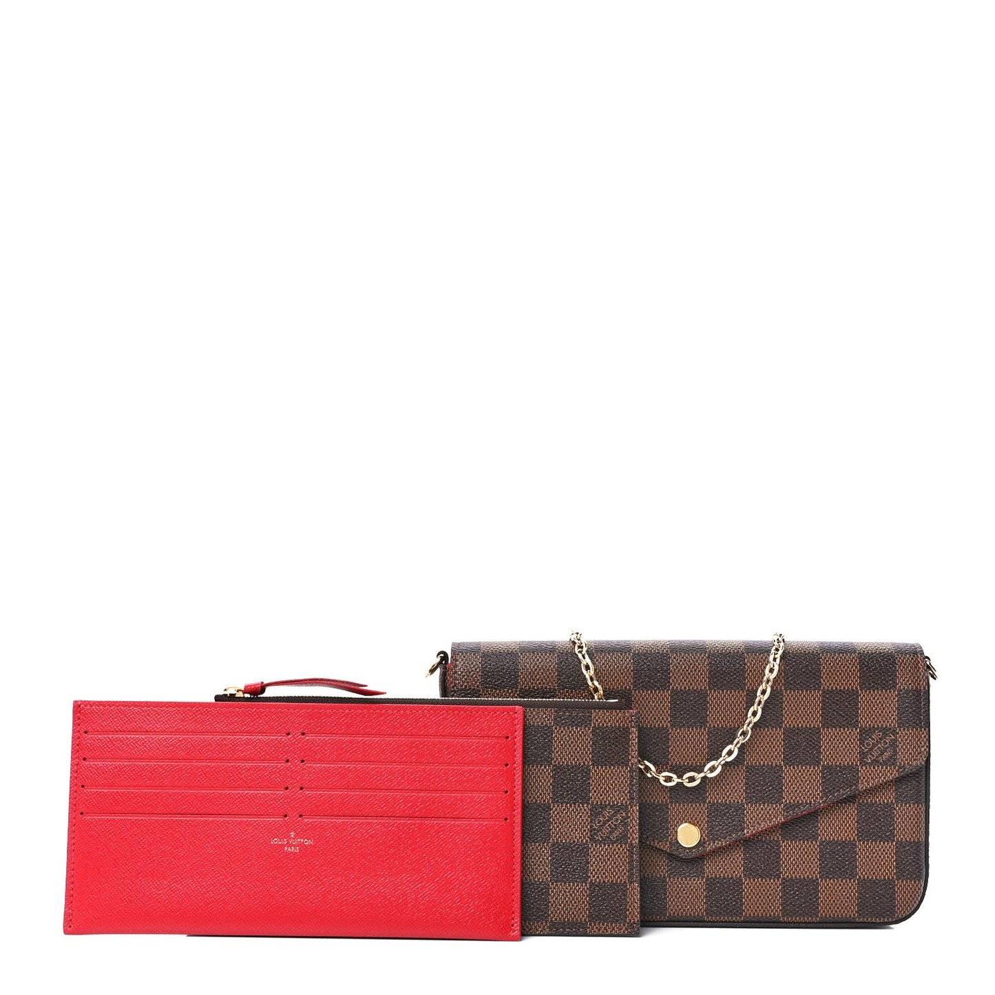 LOUIS VUITTON DAMIER EBENE FELICIE POCHETTE CHAIN WALLET