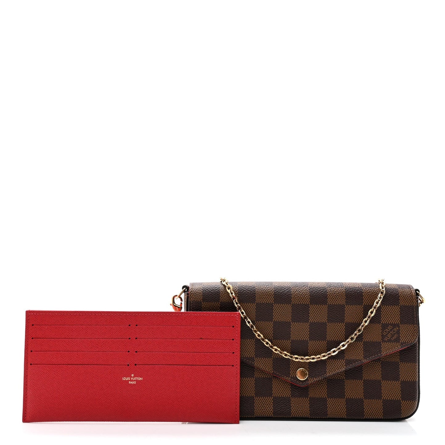 LOUIS VUITTON DAMIER EBENE FELICIE POCHETTE CHAIN WALLET