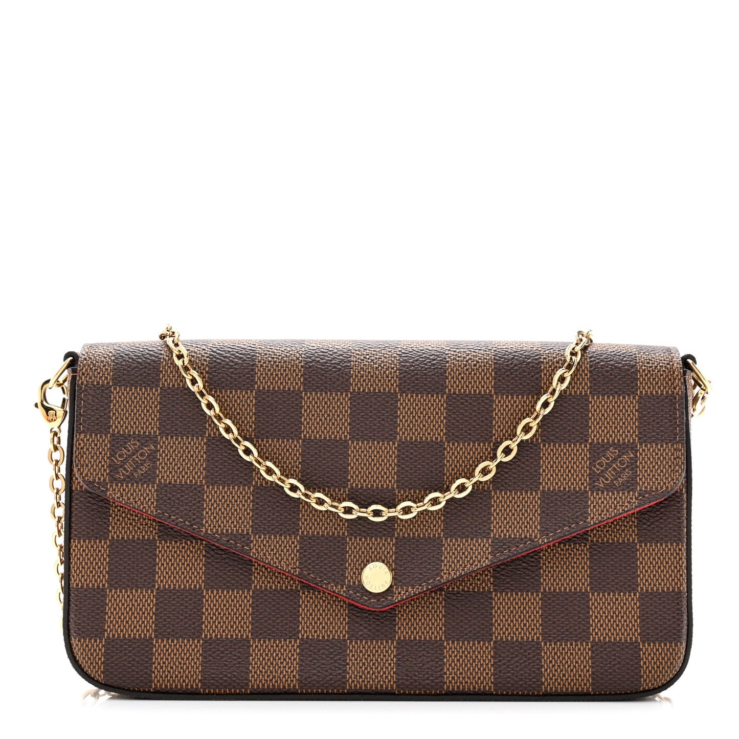 LOUIS VUITTON DAMIER EBENE FELICIE POCHETTE CHAIN WALLET