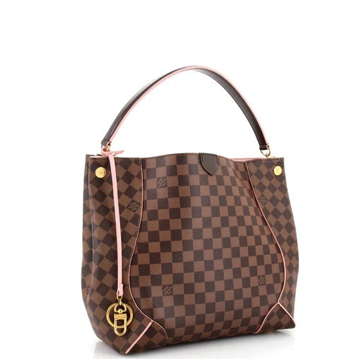 LOUIS VUITTON DAMIER EBENE CAISSA HOBO BAG ROSE BALLERINE