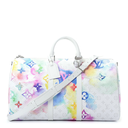 LOUIS VUITTON LIMITED EDITION WATERCOLOR MONOGRAM KEEPALL 50 BANDOLIERE