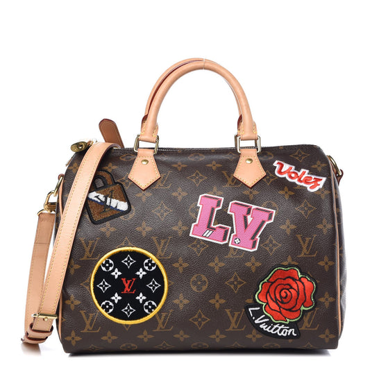 LOUIS VUITTON MONOGRAM PATCHES SPEEDY BANDOULIERE 30 BAG