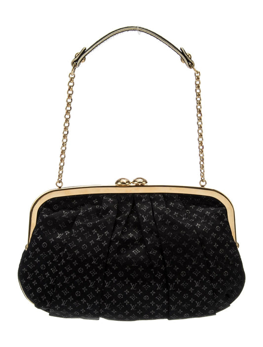 LOUIS VUITTON SATIN MONOGRAM AUMONIERE CLUTCH BAG
