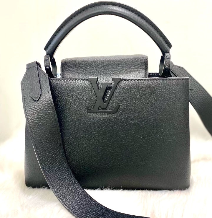 LOUIS VUITTON TAURILLON CAPUCINES BB IN MATTE BLACK
