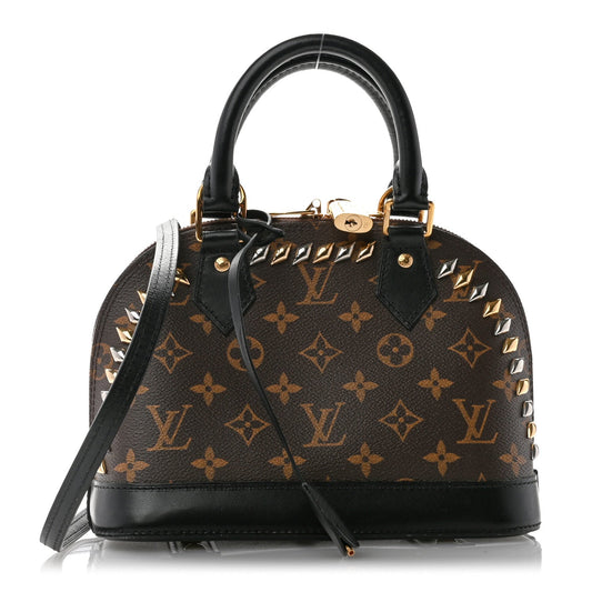 LOUIS VUITTON MONOGRAM MACASSAR STUDDED ALMA BB BAG