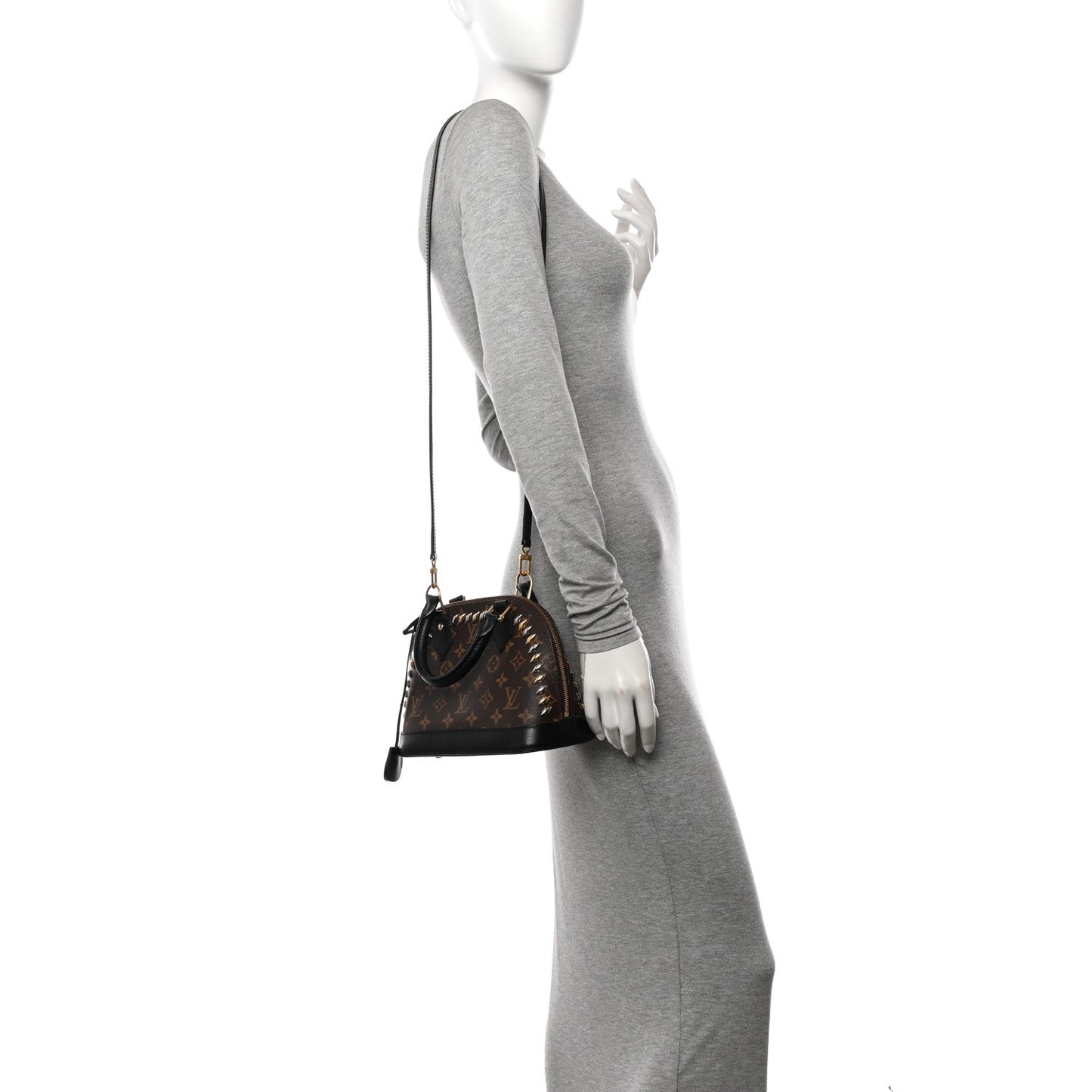 LOUIS VUITTON MONOGRAM MACASSAR STUDDED ALMA BB BAG