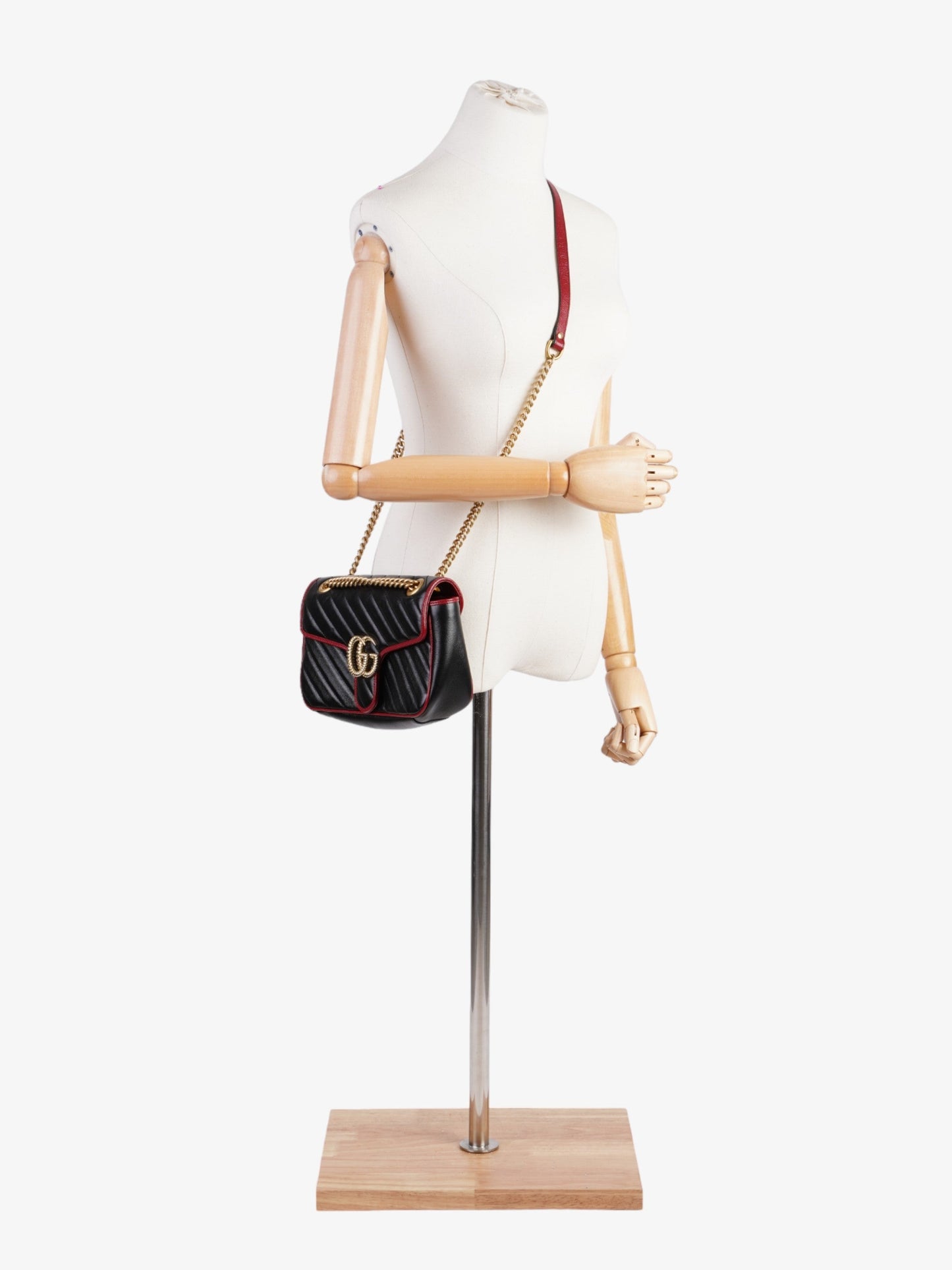 Gucci GG Marmont Flap Black / Red Leather Small