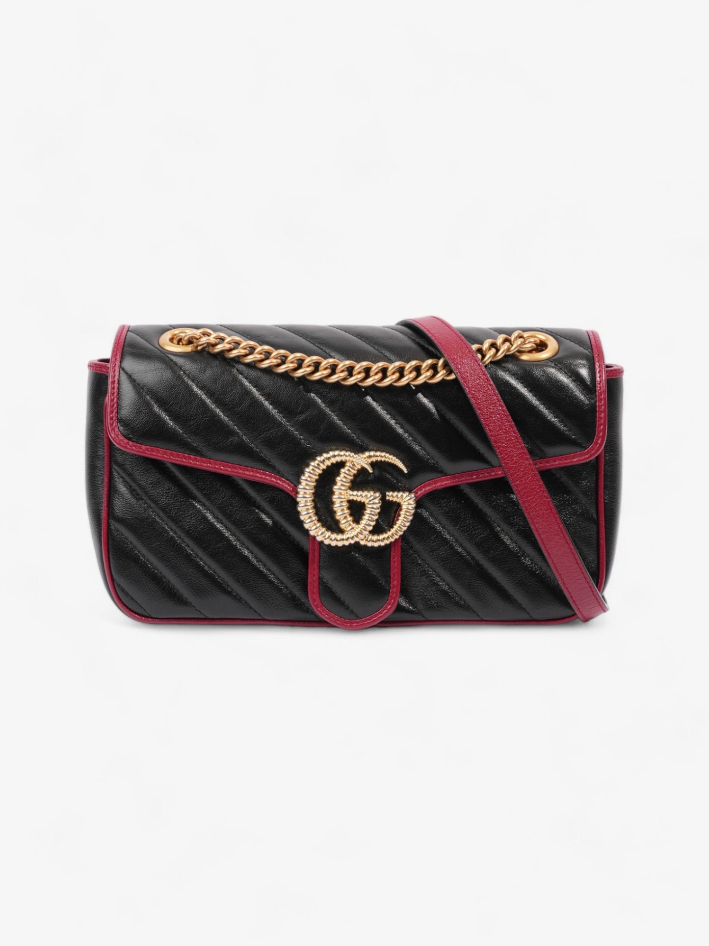 Gucci GG Marmont Flap Black / Red Leather Small