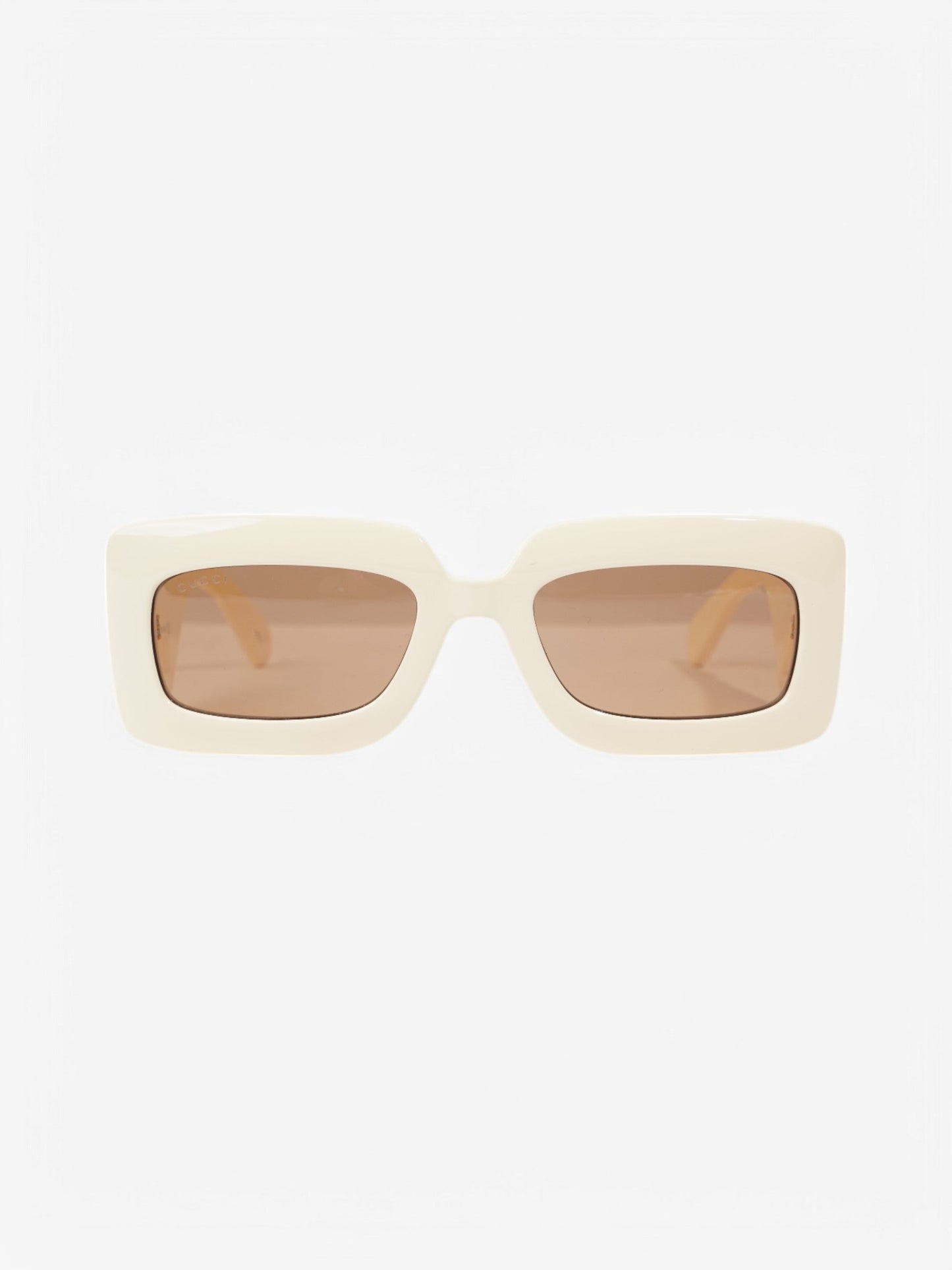 Gucci GG Logo Quilted Rectangular Sunglasses Cream / Gold Acetate 145mm