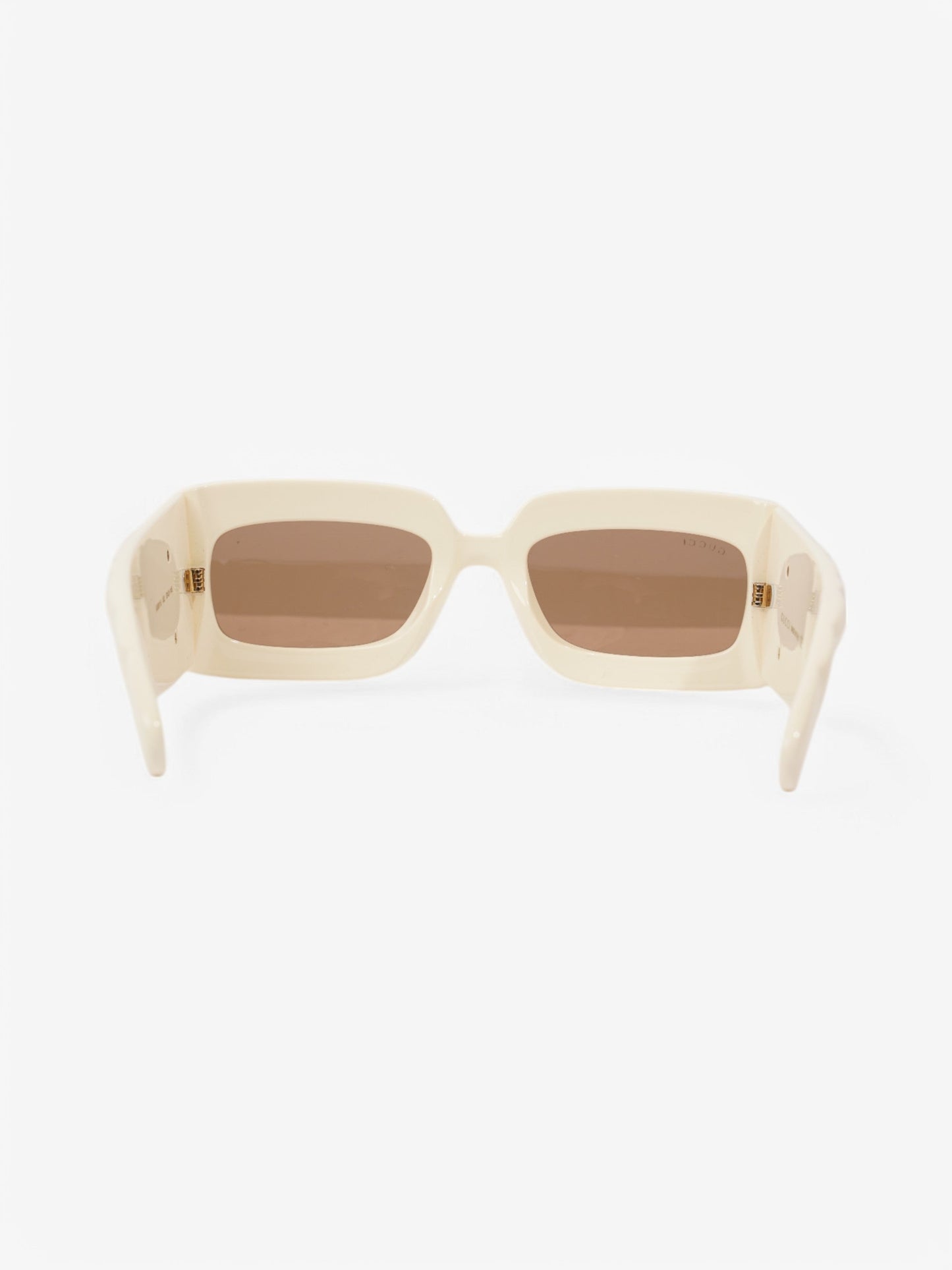 Gucci GG Logo Quilted Rectangular Sunglasses Cream / Gold Acetate 145mm