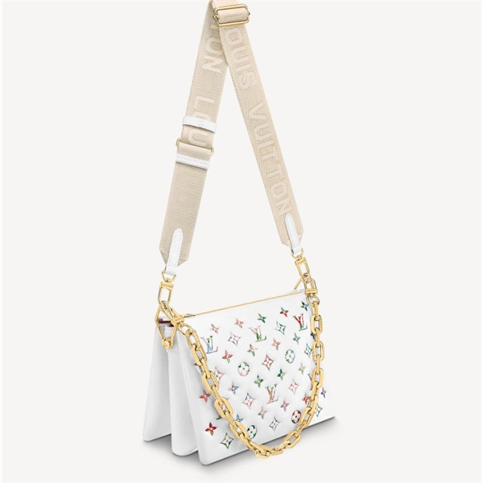 LOUIS VUITTON MULTICOLOR FLOWER MONOGRAM EMBOSSED LAMBSKIN COUSSIN PM BAG