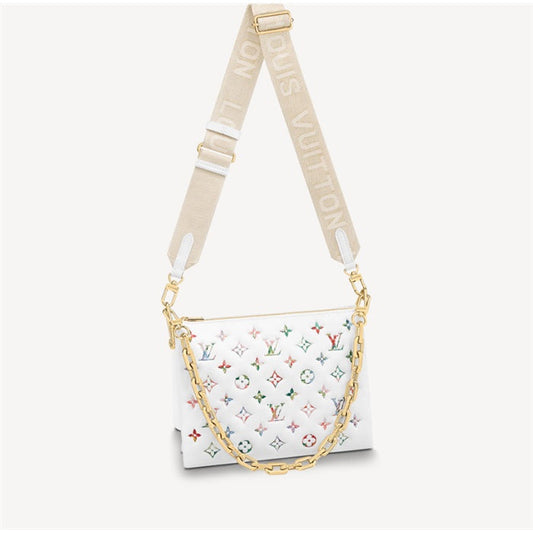 LOUIS VUITTON MULTICOLOR FLOWER MONOGRAM EMBOSSED LAMBSKIN COUSSIN PM BAG