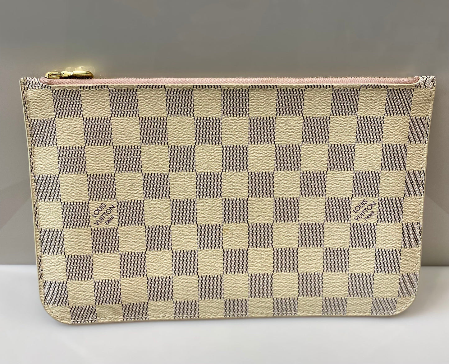 LOUIS VUITTON DAMIER AZUR NEVERFULL POCHETTE ROSE BALLERINE