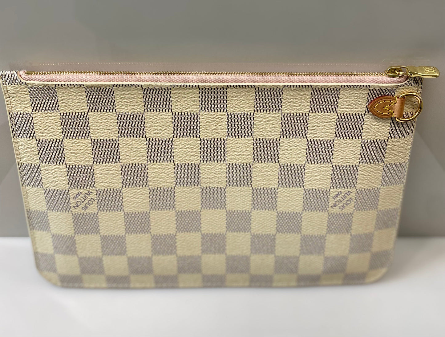 LOUIS VUITTON DAMIER AZUR NEVERFULL POCHETTE ROSE BALLERINE
