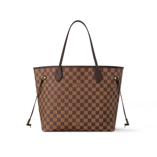 LOUIS VUITTON DAMIER EBENE NEVERFULL MM TOTE BAG CERISE RED