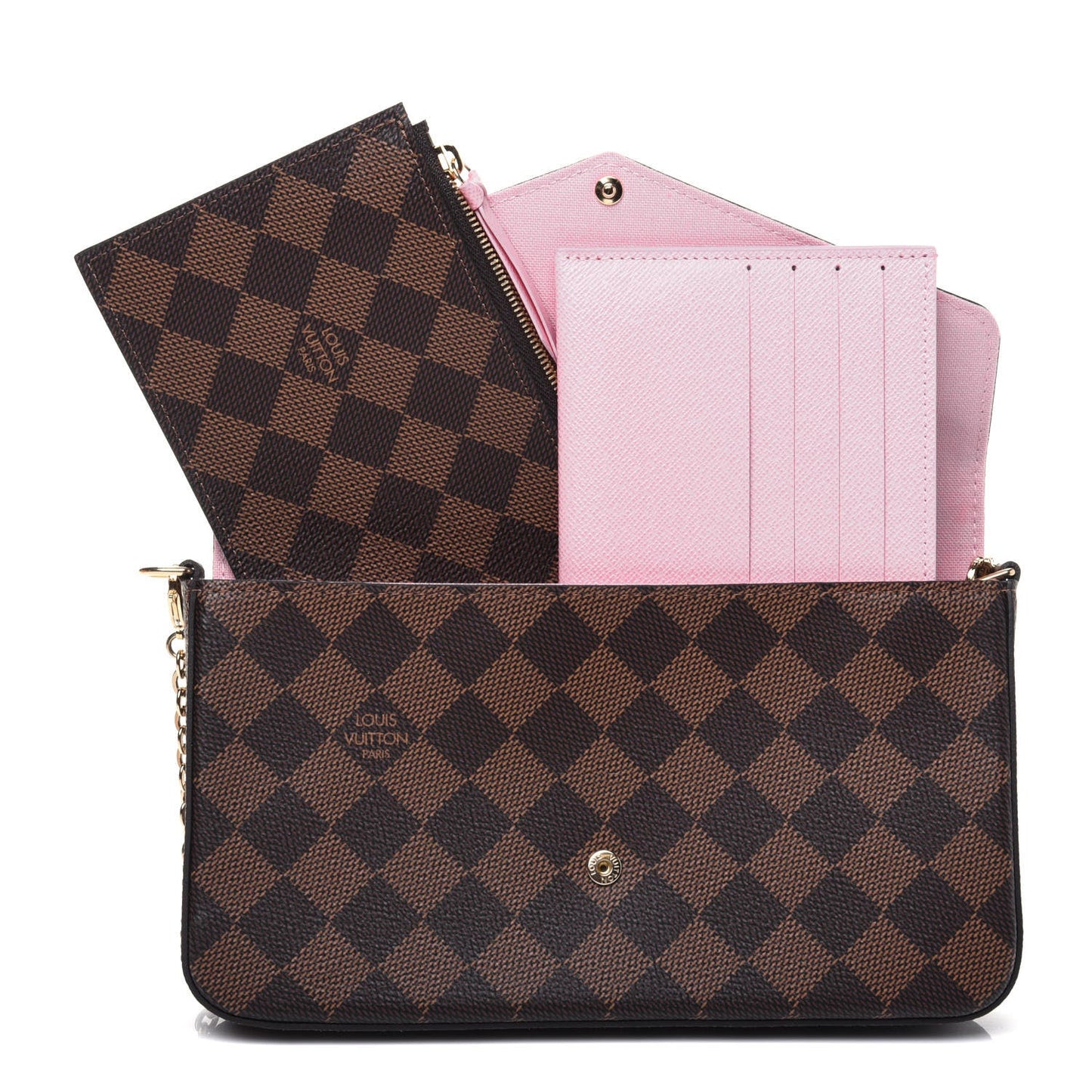 LOUIS VUITTON DAMIER EBENE FLOWER STUDDED FELICIE POCHETTE