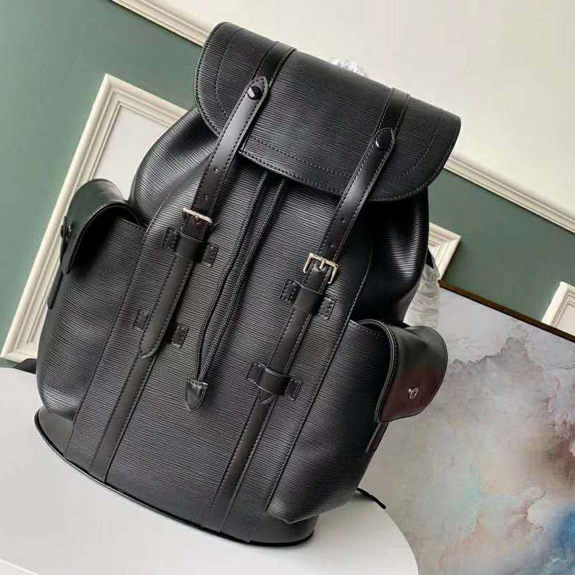 Louis Vuitton LV Unisex Christopher PM Backpack in Cowhide Leather-Black
