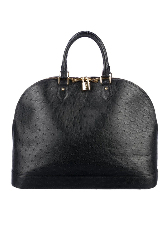 LOUIS VUITTON OSTRICH LEATHER ALMA GM HANDBAG