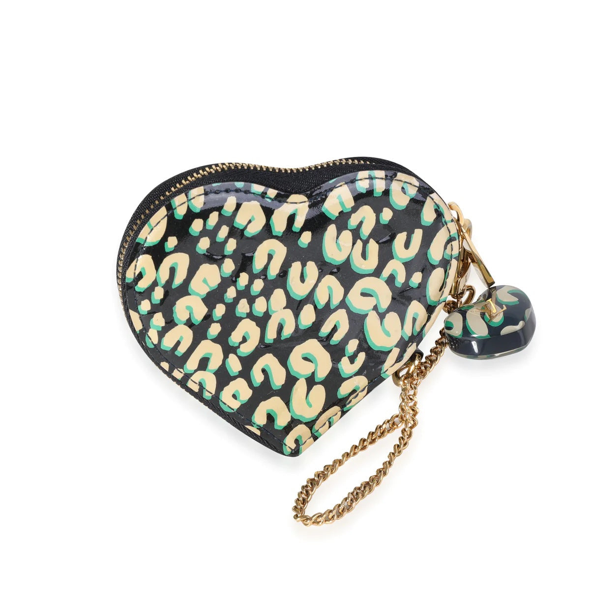 LOUIS VUITTON X STEPHEN SPROUSE LEOPARD VERNIS HEART COIN PURSE