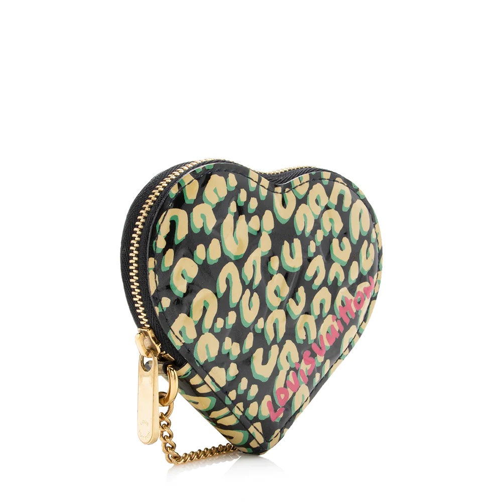LOUIS VUITTON X STEPHEN SPROUSE LEOPARD VERNIS HEART COIN PURSE