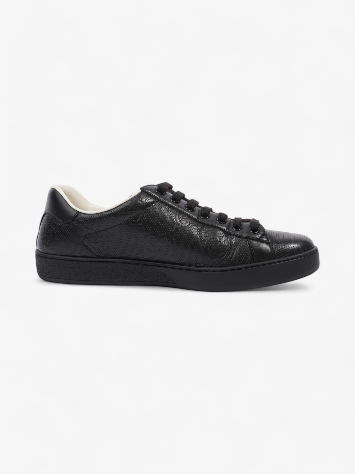Gucci GG Ace Embossed Trainers Black Leather EU 41 UK 7