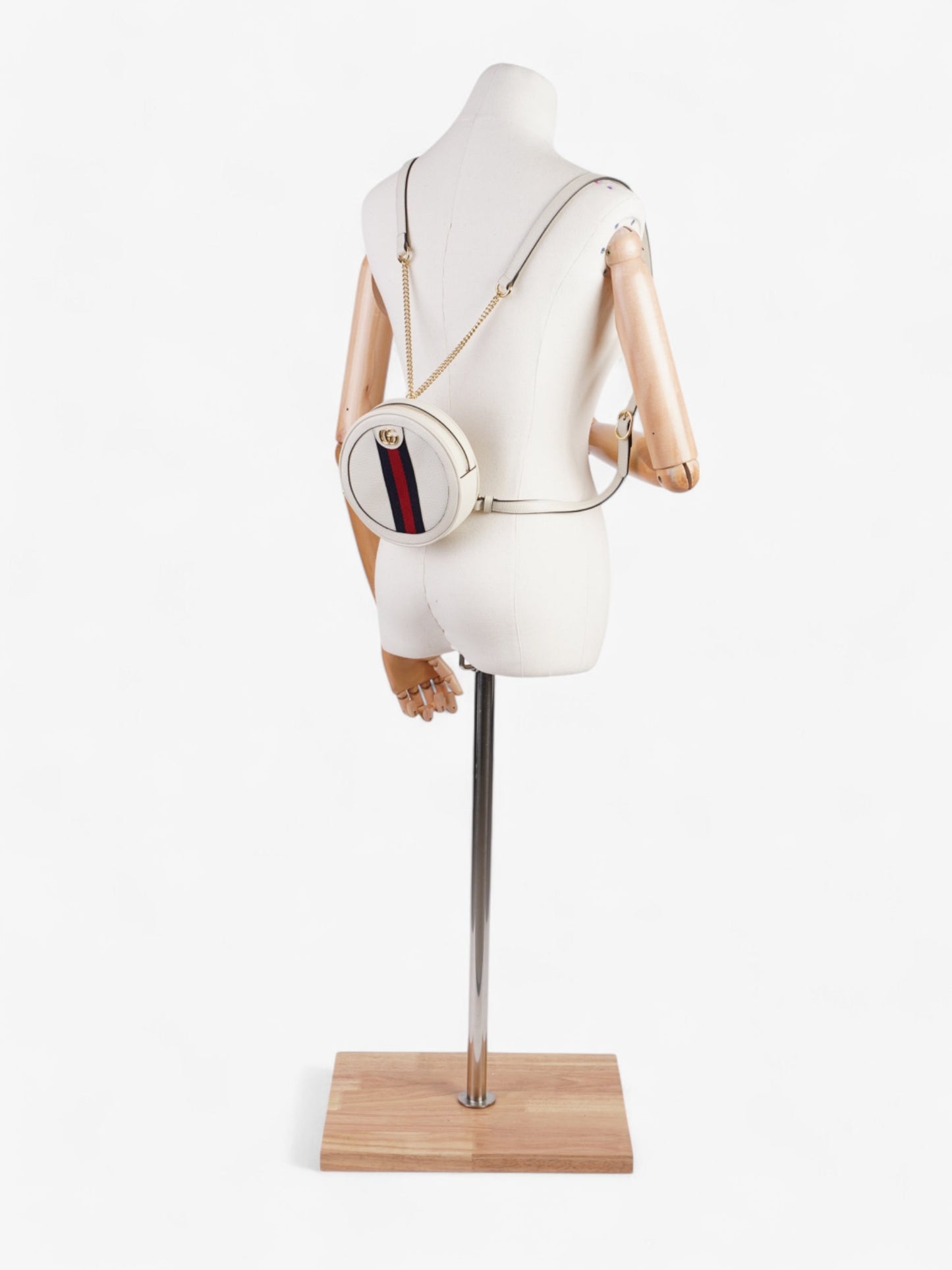 Gucci Ophidia Round Backpack White / Navy Blue / Red Leather Mini