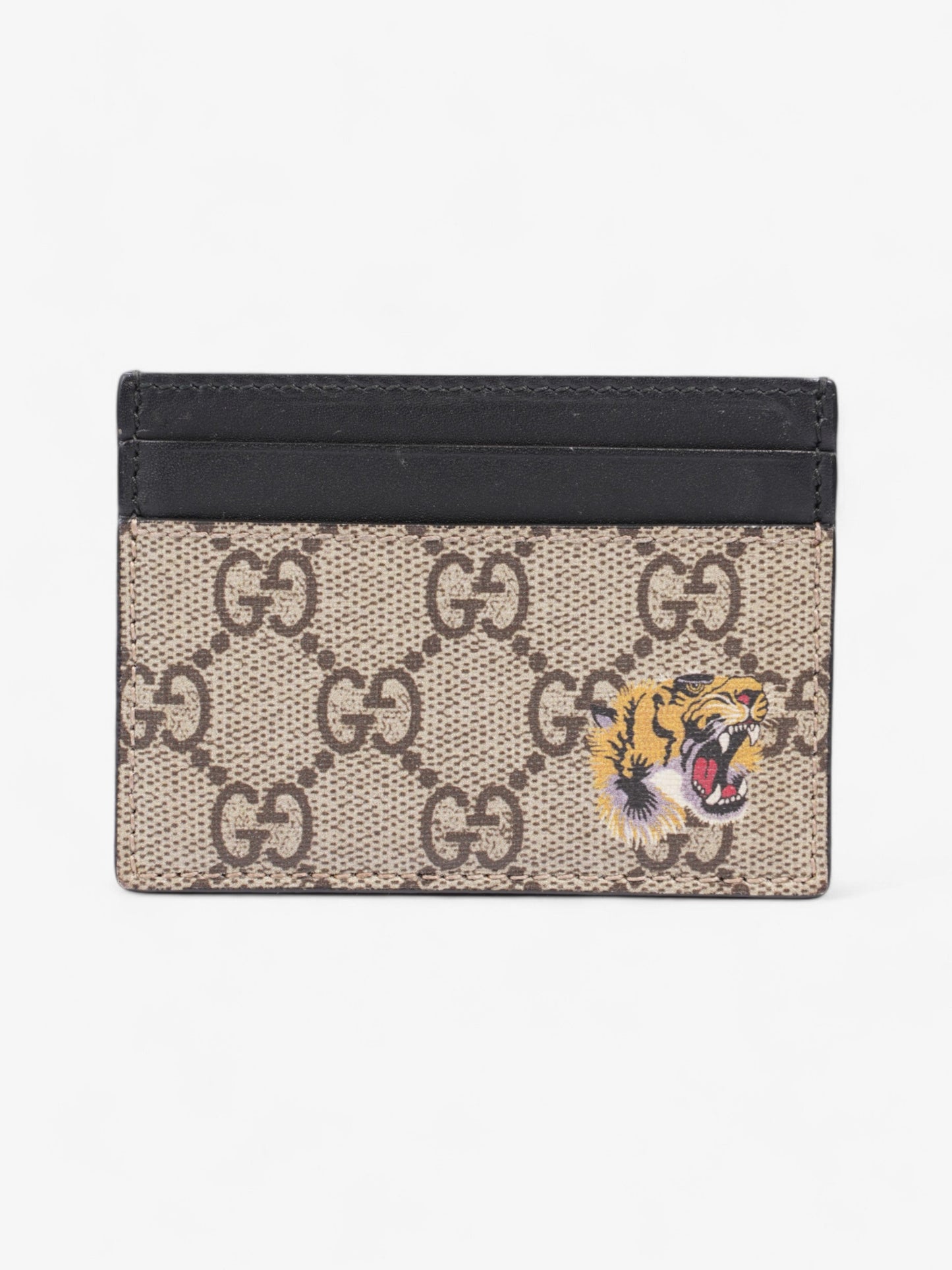 Gucci Tiger Card Holder Supreme / Black Coated Canvas