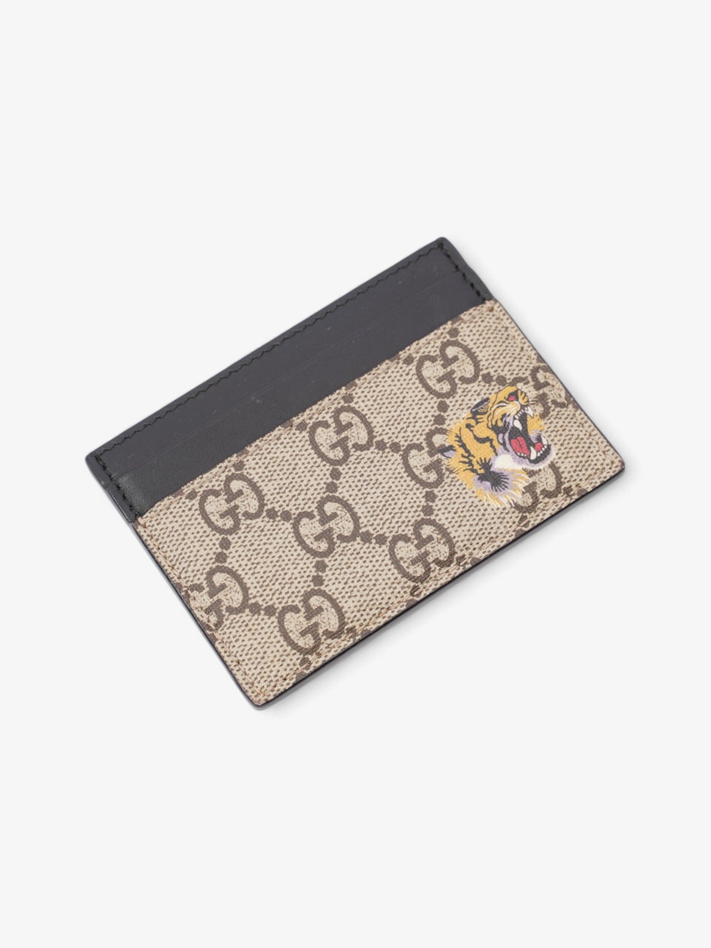 Gucci Tiger Card Holder Supreme / Black Coated Canvas