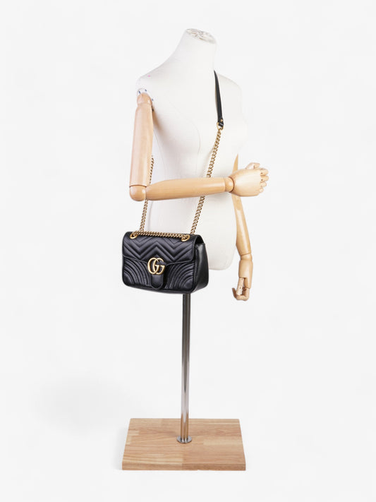 Gucci Marmont Flap Black Matelasse Leather Small