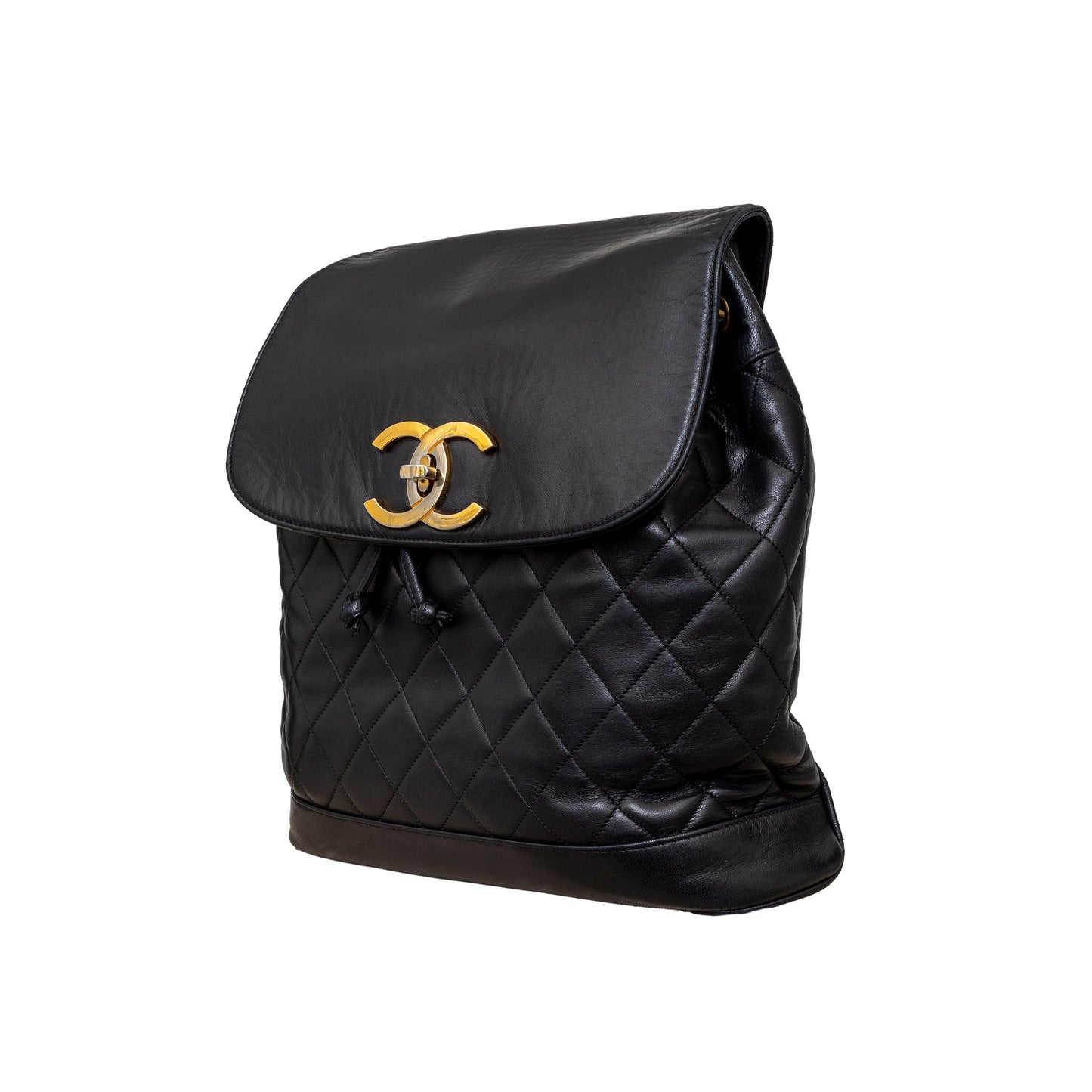CHANEL Chanel Vintage Quilted Lambskin Drawstring Backpack
