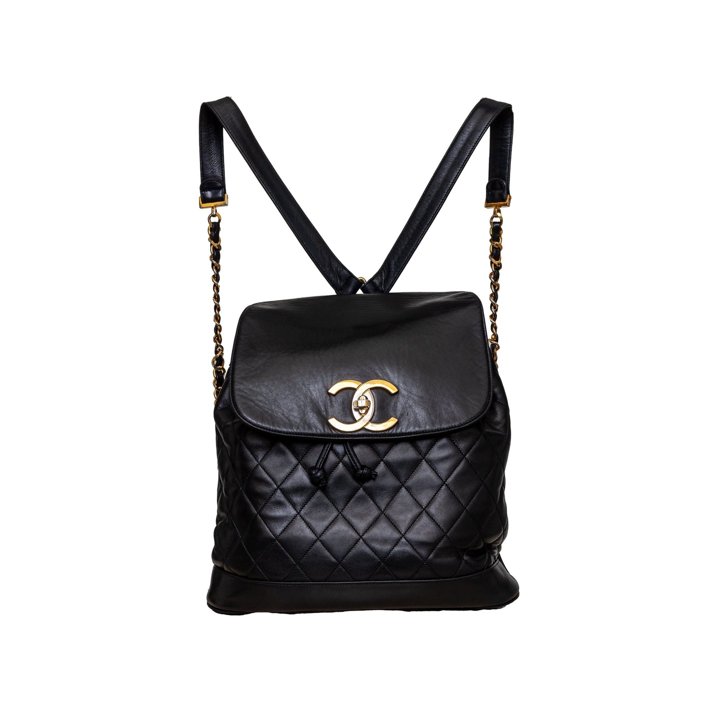 CHANEL Chanel Vintage Quilted Lambskin Drawstring Backpack