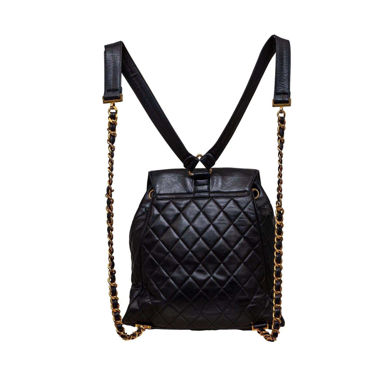 CHANEL Chanel Vintage Quilted Lambskin Drawstring Backpack