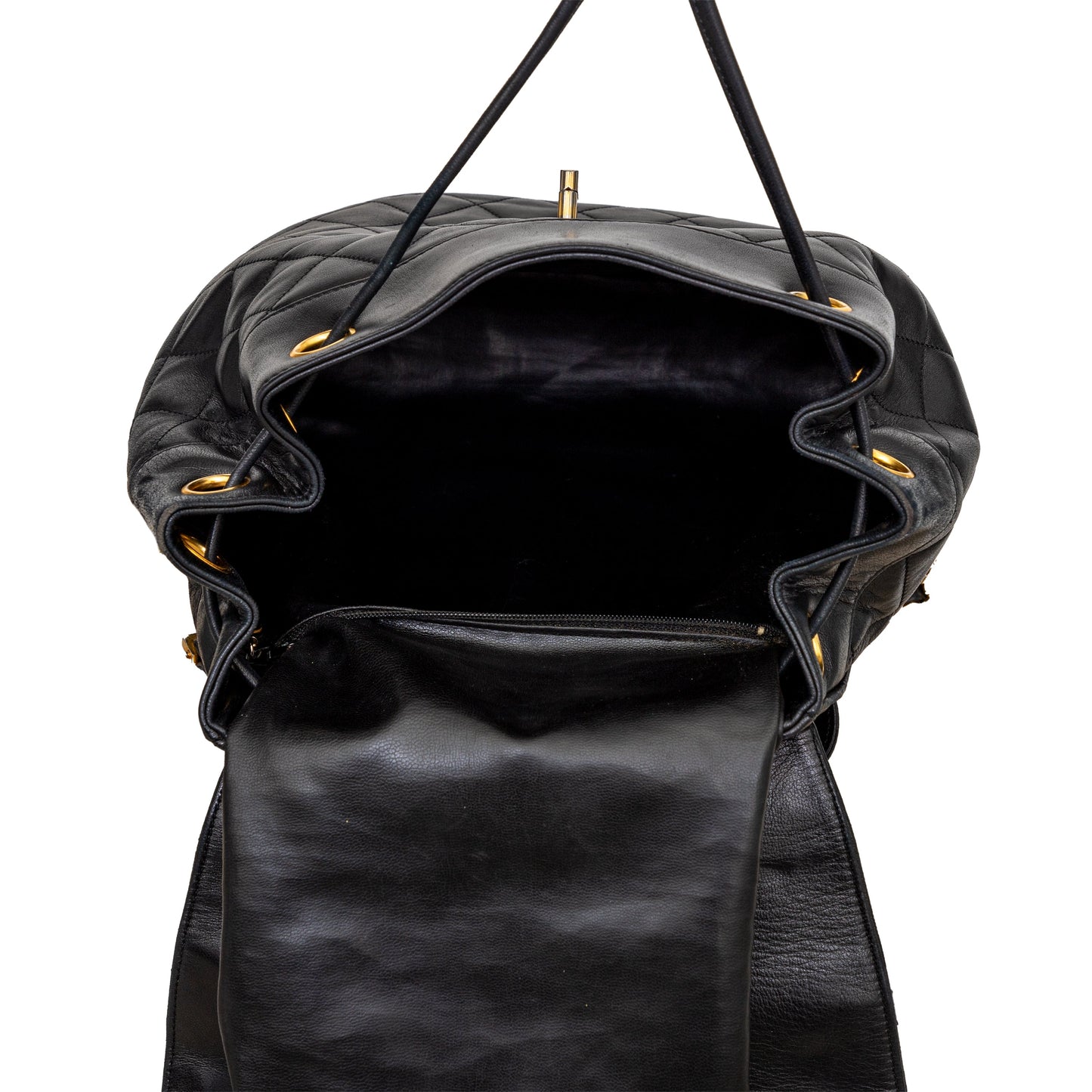 CHANEL Chanel Vintage Quilted Lambskin Drawstring Backpack