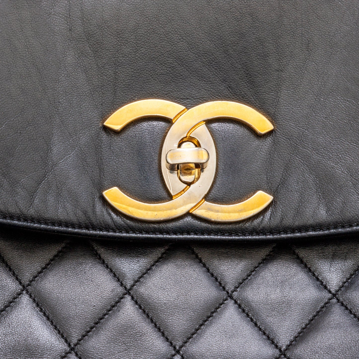 CHANEL Chanel Vintage Quilted Lambskin Drawstring Backpack
