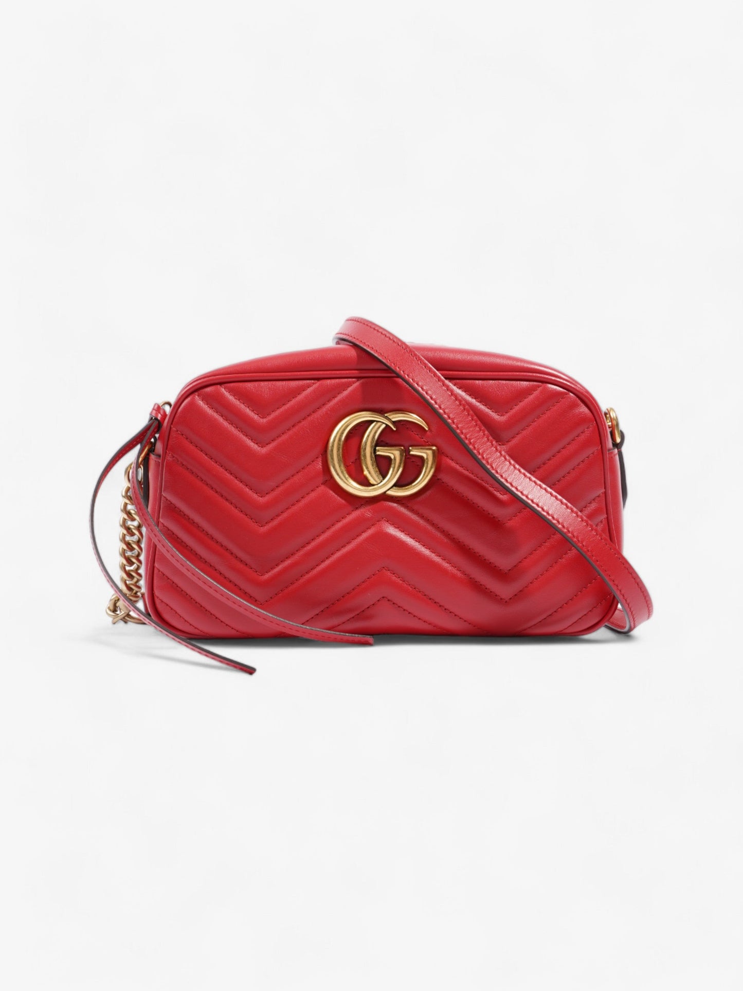 Gucci Marmont Zip Red Matelasse Leather Small