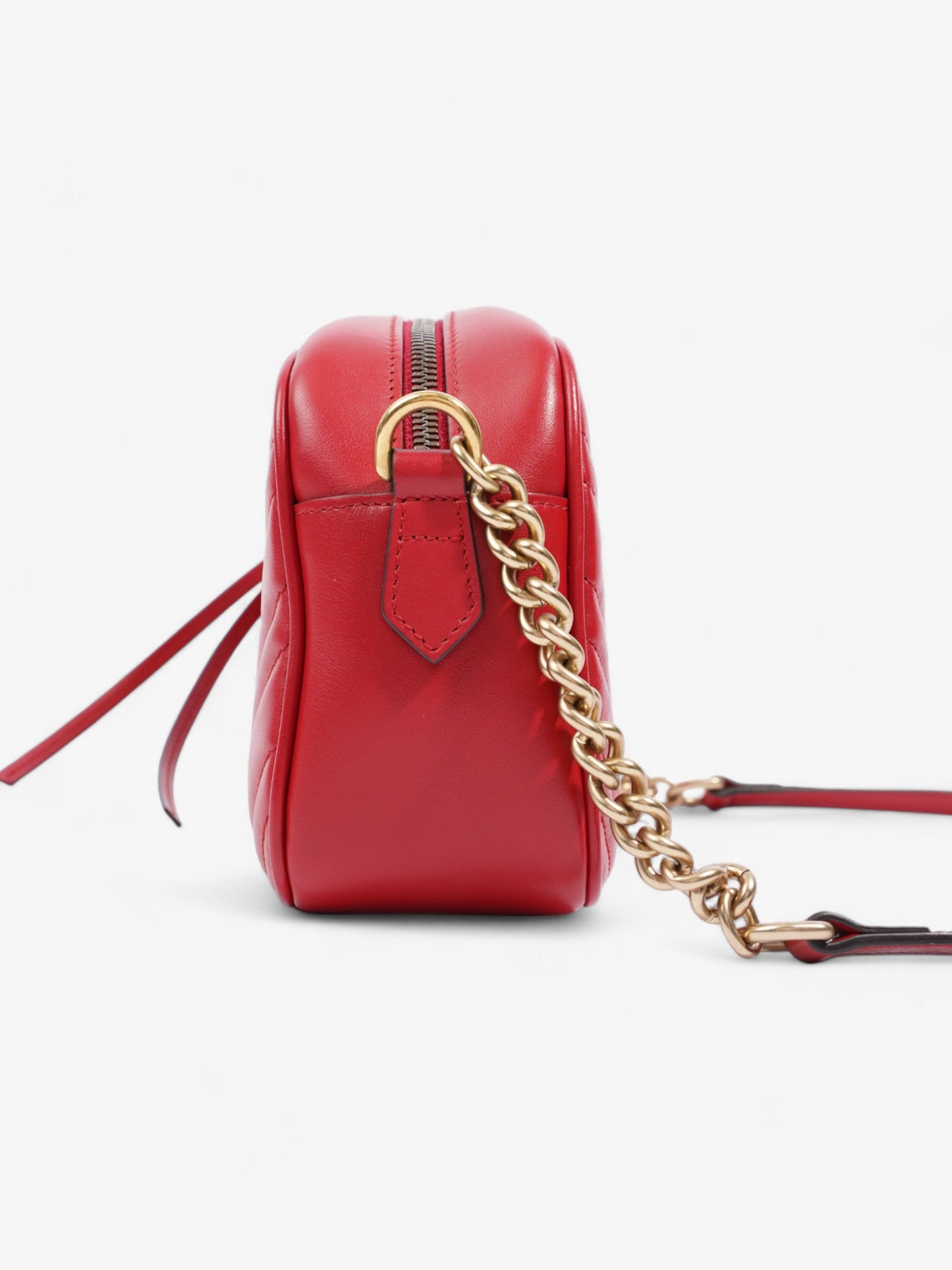 Gucci Marmont Zip Red Matelasse Leather Small